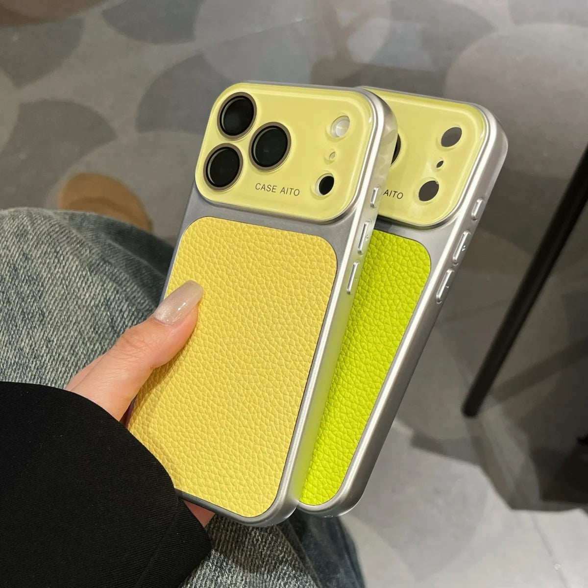 Luxury Lychee Leather Crystal Large Window Phone Case For iPhone 17 16 15 14 13 Pro Max Plating Candy Shockproof Bumper Cover