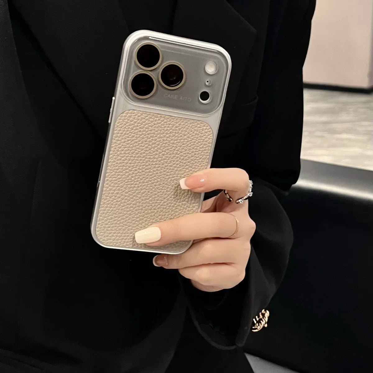Luxury Lychee Leather Crystal Large Window Phone Case For iPhone 17 16 15 14 13 Pro Max Plating Candy Shockproof Bumper Cover