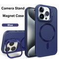 Stand Case for iPhone 16 15 14 13 12 11 Pro Max Cover Magnetic for Magsafe Wireless Charge Shell Camera Holder Soft Matte Fundas