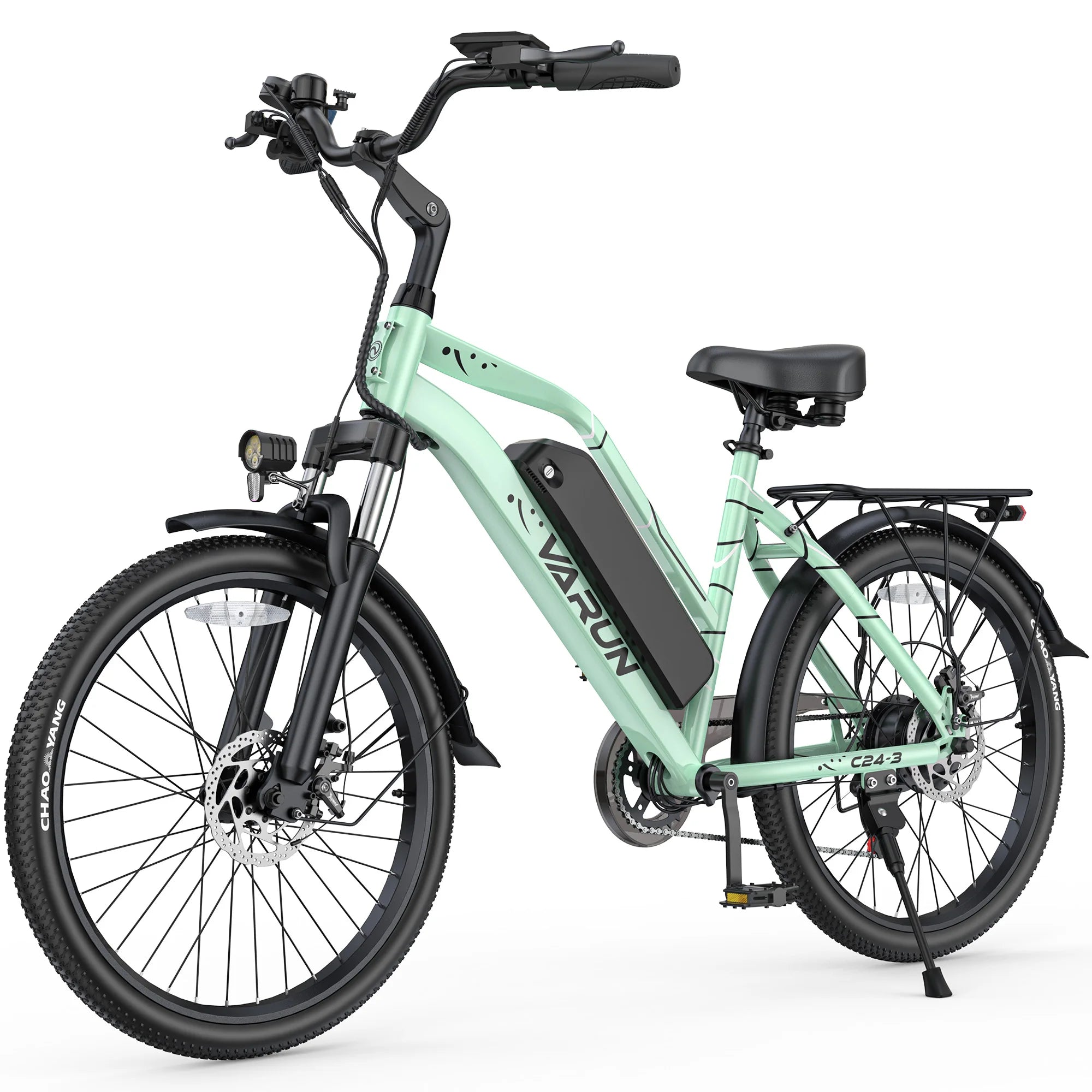 Varun C24-3 Adult City Electric Bike, 24" Tire, 48V 7.8Ah, 750W Peak Power, 20MPH Electric Road Bicycle