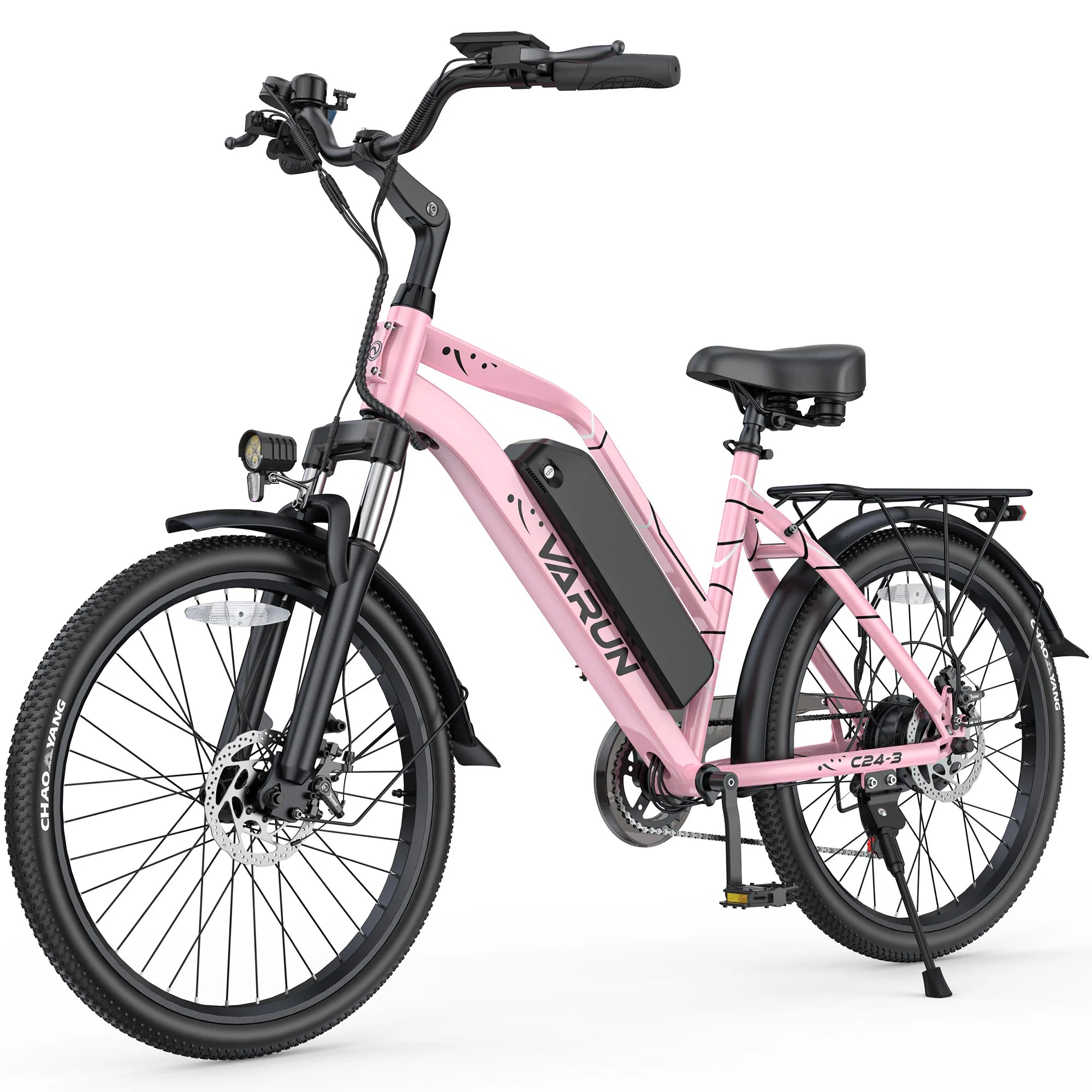 Varun C24-3 Adult City Electric Bike, 24" Tire, 48V 7.8Ah, 750W Peak Power, 20MPH Electric Road Bicycle