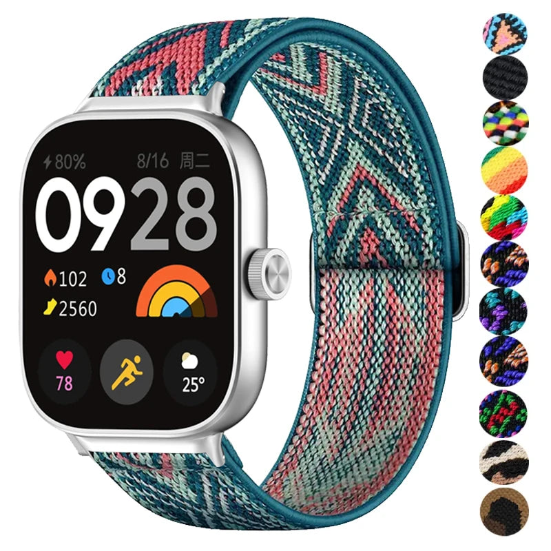 Elastic Nylon Strap For Redmi Watch 4 5 6 Replacement Women Men Solo Braided Watch Band Loop For Xiaomi Mi Band 8 Pro Bracelet