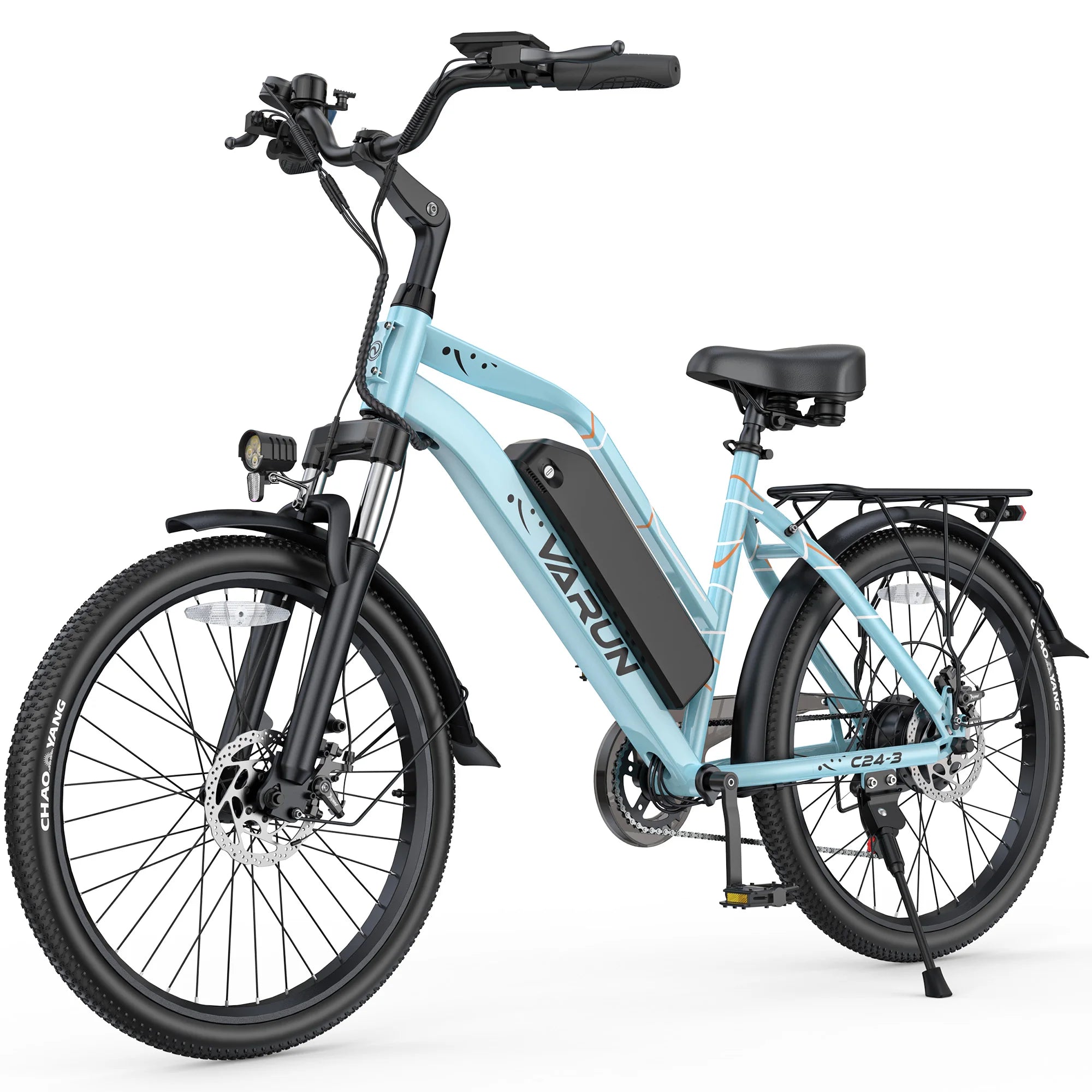 Varun C24-3 Adult City Electric Bike, 24" Tire, 48V 7.8Ah, 750W Peak Power, 20MPH Electric Road Bicycle