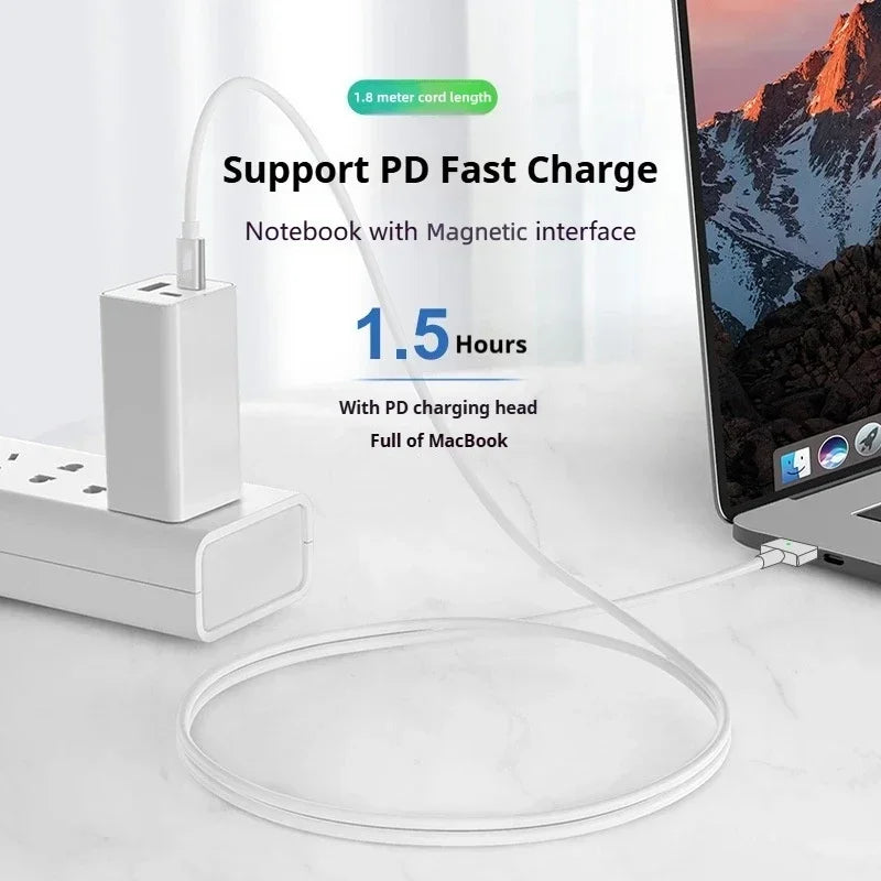 100W Fast Charging USB-C to Magnetic Cable with E-Mark Chip, for MacBook Air/Pro, Compatible with Mag1L&Mag2T Power Adapter Cord